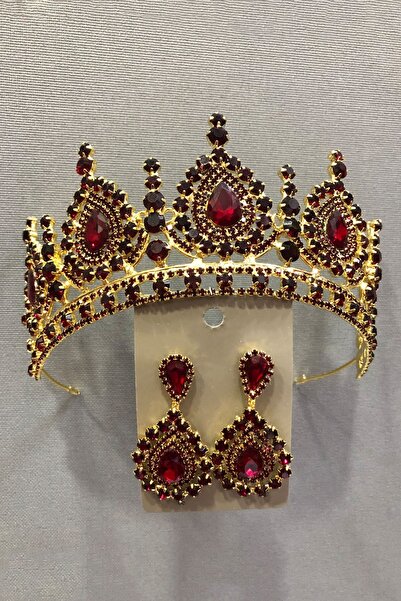 Limelia Red Ahu Dark Bride - Set de coroană și cercei cu henna