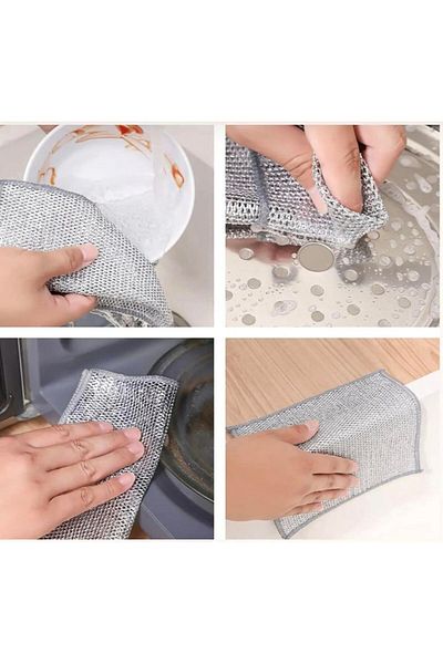 ALİNA HOME 20x20 Double Layer 10 Pieces Wire Dish Cloth - Anti-Scratch Steel Cloth