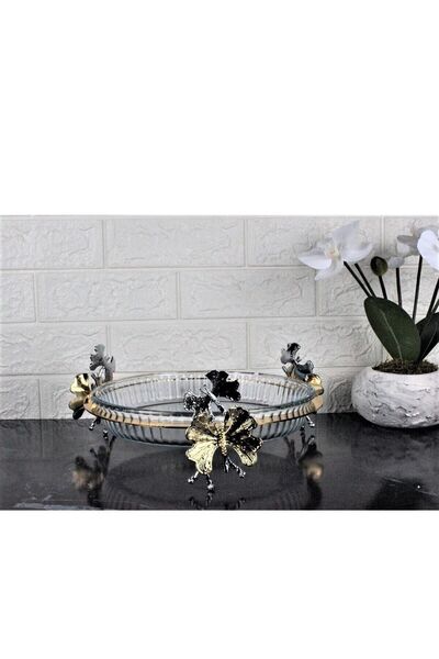 atabey home Butterfly Foot Round Pyrex Tray-25 Cm