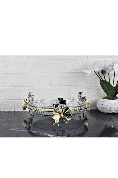 atabey home Butterfly Foot Round Pyrex Tray-25 Cm