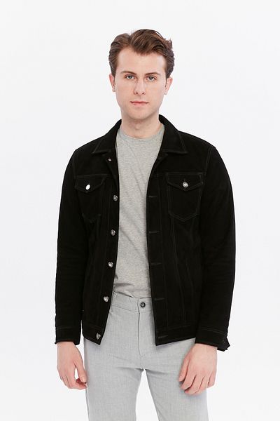 CE-YIL DERİ ÜRÜNLERİ Genuine Leather Suede Denim Coat