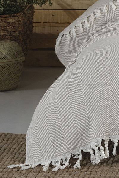 Lux Touch Cuvertură de pat dublă Lily Beige - 200x230 cm, canapea piqué, bumbac smocuri