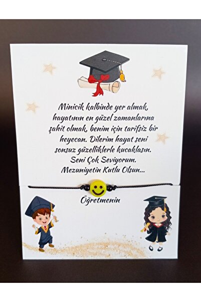 sandal hediyelik Mezuniyet Hediyesi Ipli Gülen Yüzlü Bileklik 5 Adet Okul Hed...