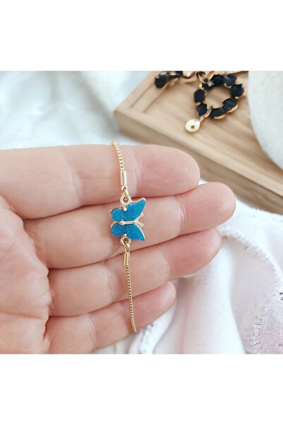 toptanhanem سوار فراشة بيرليسسينت أزرق لامع - تصميم أنيق وملفت للنظر مع مصعد ...