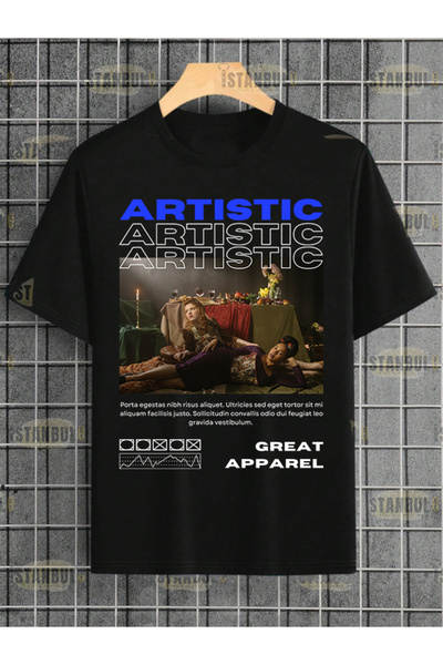 aynewmoda Tricou Artistic Oversize - Potrivire relaxată
