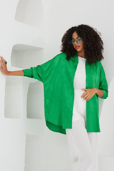 Orfeo Negro Cămașă VERDE OVERSIZE PENTRU FEMEI ÎN MĂRIME PLUS ȘI POTRIVĂ PENTRU HIJAB