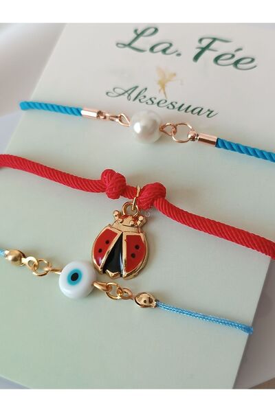 La fee aksesuar Şans & Arkadaşlık & Marteniçka Bileklği 3'lü Set Nazar Boncuğ...