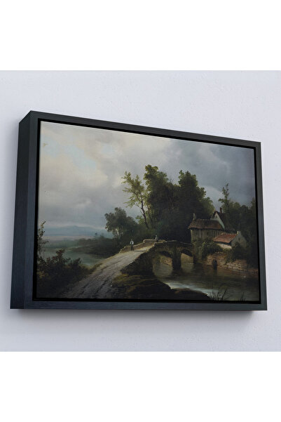 Harita Sepeti Uramljena slika pejzaža francuske sela iz ranog 19. veka sa mos...