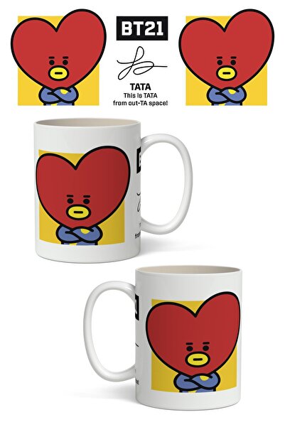 Anime Marketi كوب مطبوع بتصميم مزدوج الجوانب من BT21 Tata - كوب هدية لصديقك وحبيبك