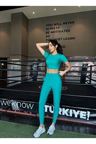 4upower Πράσινη γυναικεία αθλητική φόρμα Jogger