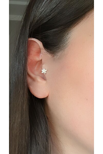 alysa jewelry Çelik Kuyruklu Yıldız Parlak Taşlı Kıkırdak Piercing Tragus Hel...