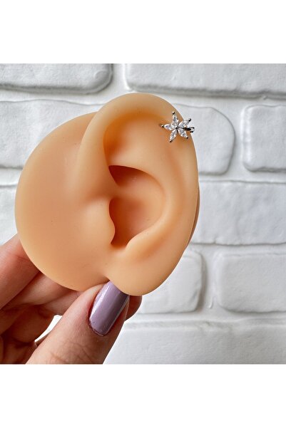 alysa jewelry Çelik çiçek taşlı parlak piercing-tragus-helix-lobe-conch