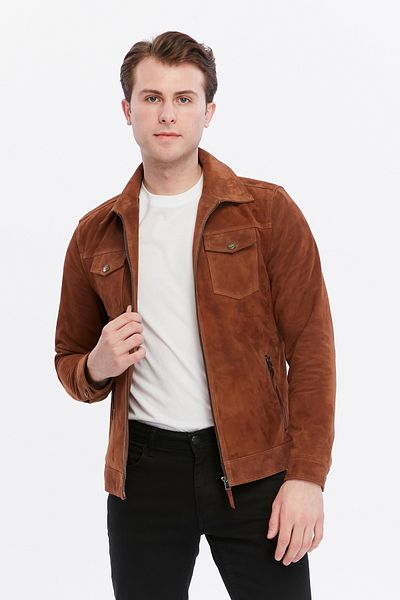 CE-YIL DERİ ÜRÜNLERİ Genuine Leather Suede Coat