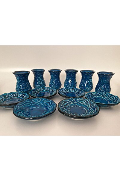 STORESZA Kütahya Özel El İşi Çini Çay Seti 6 Kişilik