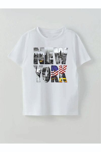 Cevval Tricou pentru băieți - imprimeu cu litere NEW YORK, model 009
