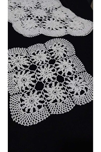 Papatyam El Örgüsü Tığ İşi 7 Adet Kare Peçete 2 Adet Sehpa Örtüsü/El İşi Dant...