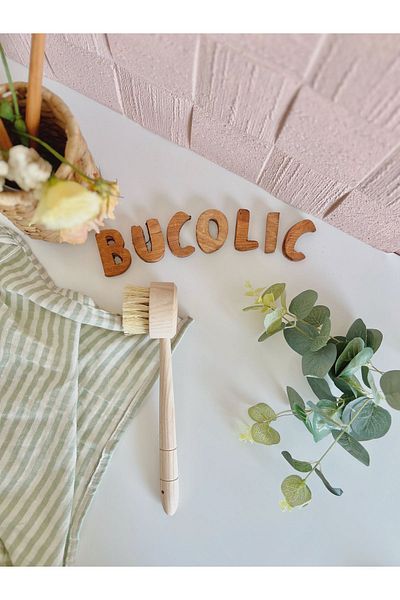 BUCOLIC Decorative Brush with Wooden Handle - Vegetable / Fruit / Dish Brush