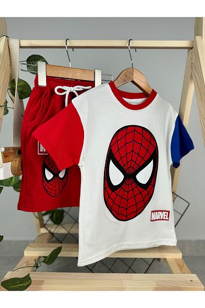 Minizade Marvel Adam Men's Double Suit - Spider Summer Shorts