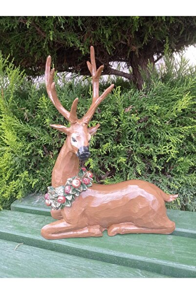 BilgeCe hoMe Yatan Geyik Heykeli, Yılbaşı Konseptli Geyik heykeli, Uzun Boynu...