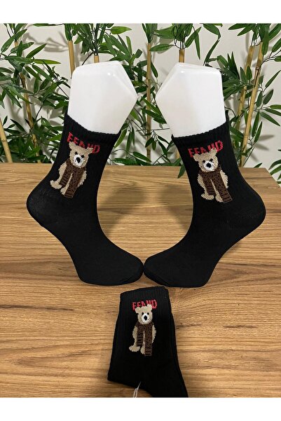AyganStore 1 Çift Teddy Bear Ayıcık Desenli Spor Kolej Çorap
