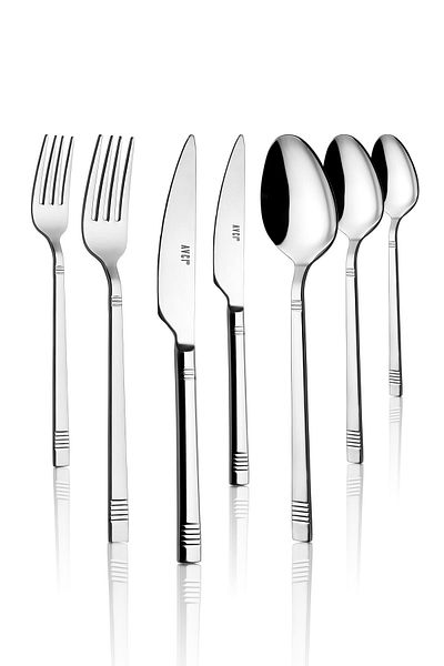 Avcı Duru 7 Piece Single Fork Spoon Knife Set 18/10 Stainless Steel