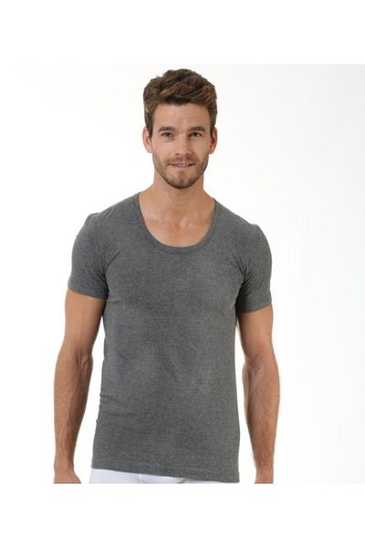 Öztaş 3 Pieces Men's Half Sleeve Open Crew Neck Single Jersey Undershirt