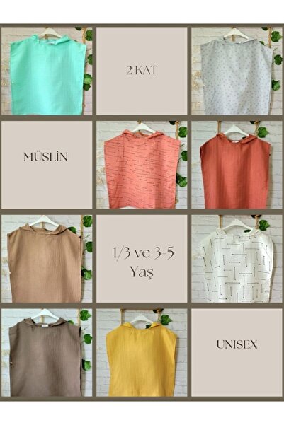 Alpar Tekstil Girl-Boy Muslin Poncho Hooded - Sea, Beach, Pool / Orange