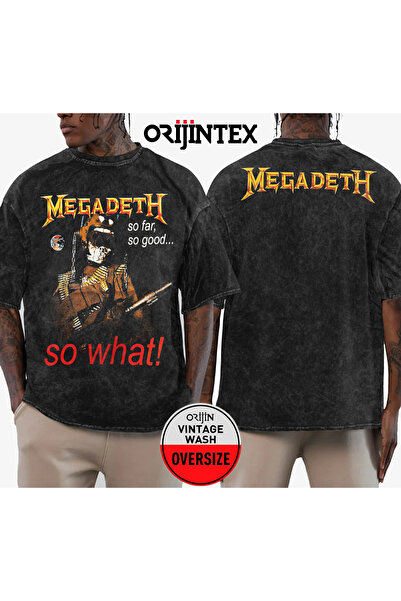 orijintex Megadeth حتى الآن جيد جدًا... تيشيرت كبير الحجم مطبوع من الأمام وال...