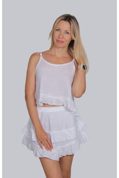 bomull textıle Strappy Muslin Blouse - Ruffle Fabric