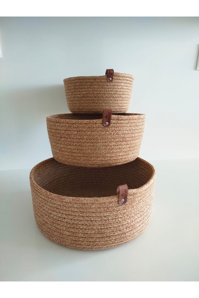 ENBEVEZ HOME Jute Wicker Basket, Multi-Purpose Basket, Bathroom and Kitchen O...