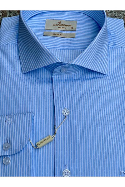 Daniel Bessi Classic Men's Shirt - Long Sleeve, Slim Fit, 100% Cotton