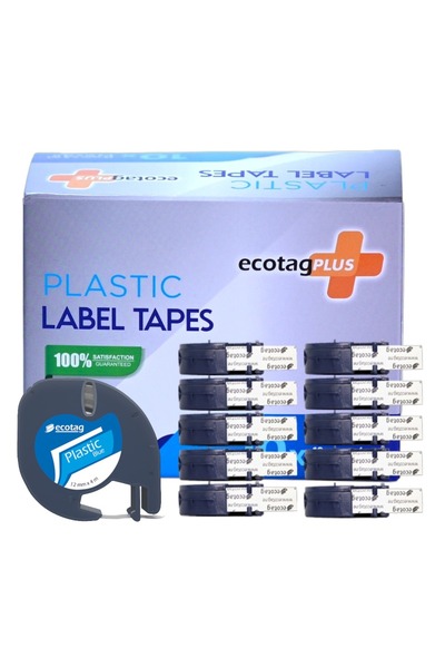 Dymo Letratag Plastik Şerit Etiket Mavi 12 mm x 4 mt - 10 lu Paket