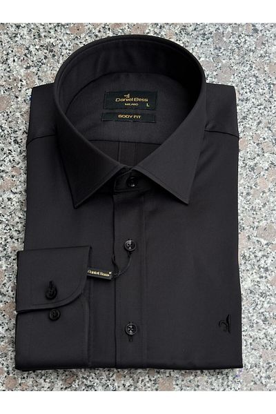 Daniel Bessi Men's Extra Slim Fit Cotton Satin Fabric - Small Shirt Collar Shirt