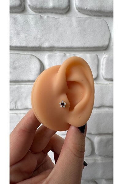 alysa jewelry cerrahi çelik mor detaylı çiçekli taşlı piercing-tragus-counch-...