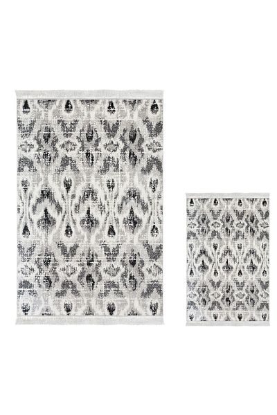 Dekoreko Digital 3-Piece Bathroom Set Trend Felt Non-Slip Base Mixed Oval Nordic Annika Gray
