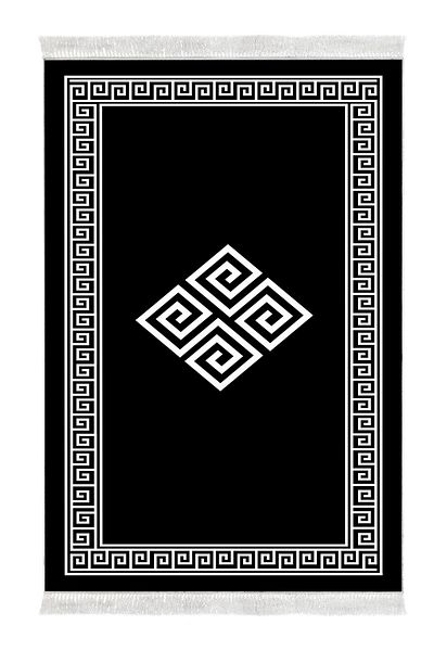 Dekoreko Digital 2-Piece Bath Mat Set Star Cotton Non-Slip Base Fringed Modern Kathryn Black