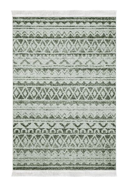 Dekoreko Digital 2-Piece Bath Mat Set Trend Felt Non-Slip Base Fringed Scandinavian Mali Green