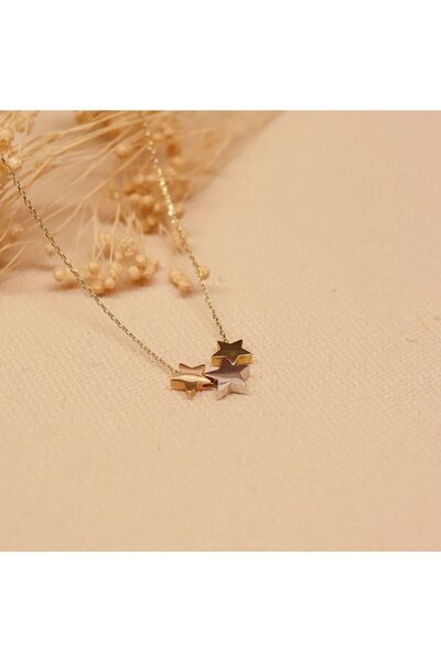 TAHAN MÜCEVHERAT Üç Renk Üç Yıldız Modern Kolye