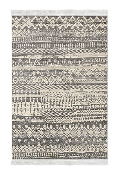 Dekoreko Ψηφιακό σετ μπάνιου 2 τεμαχίων Star Cotton Αντιολισθητική βάση με κρόσσια Nordic Earnestine Grey Beige