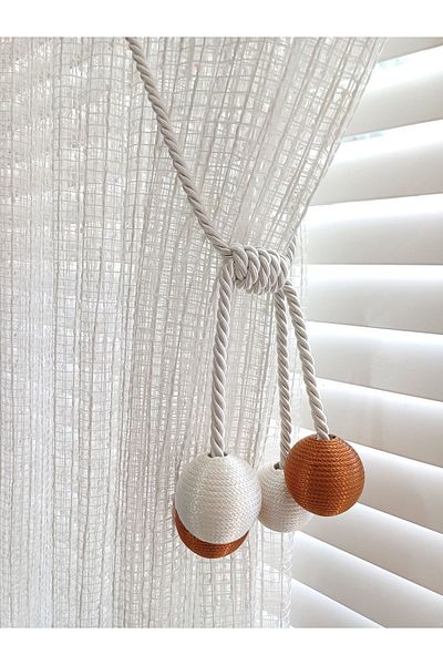 venedik home Ecru Copper 4 Ball Modern Wrapped Tulle and Background Curtain Ceiling Mounting Bracket - Brachol