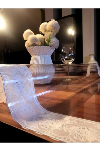 vexillum White Lace Thick Transparent PVC Tablecloth | Desk Pad | Protective Mica | Acetate Tablecloth | 1.2mm