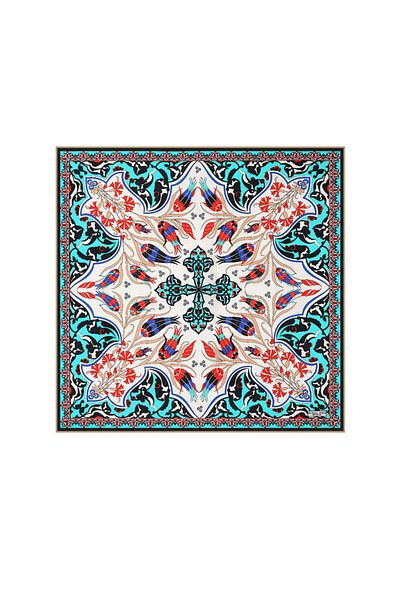 Bursa İpek Ecru Gold Clove - Tulip Patterned Silk Handkerchief