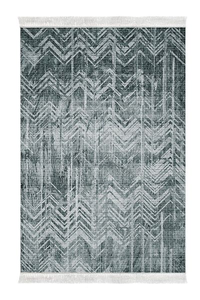 Dekoreko Digital 2-Piece Bath Mat Set Star Leather Non-Slip Base Fringed Scandinavian Mel Green