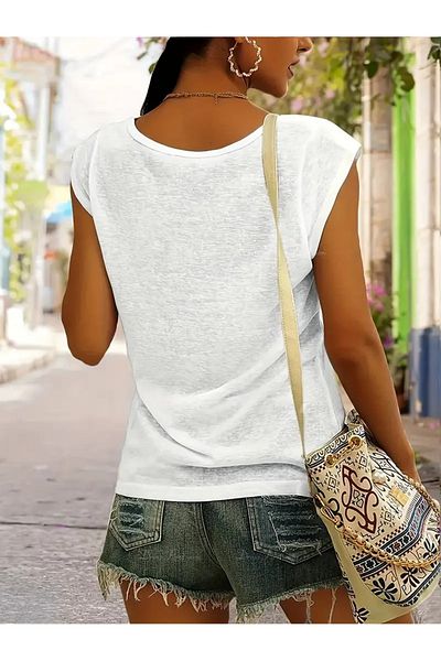 mercoledi Γυναικείο μπλουζάκι Casual Oversize με λαιμόκοψη V