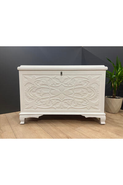 TREVO 4 KÖŞELİ MARAŞ ÇEYİZ SANDIĞI BEYAZ SARMAŞIK