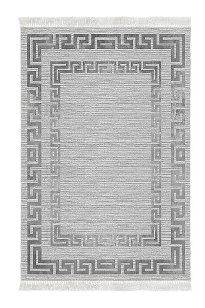 Dekoreko Digital 2-Piece Bath Mat Set Star Cotton Non-Slip Base Fringed Modern Flow Rate Gray