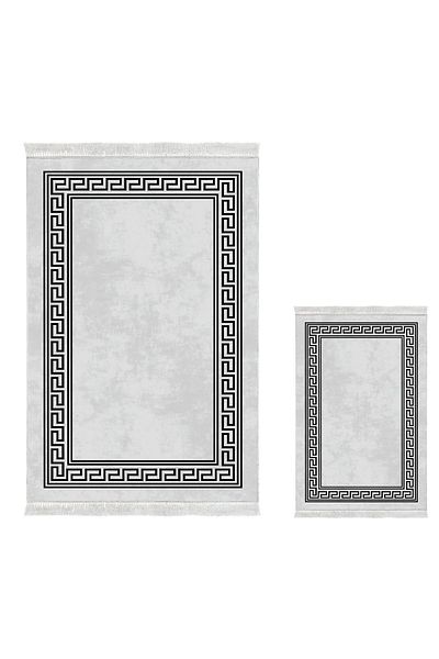 Dekoreko Digital 3-Piece Bathroom Set Trend Felt Non-Slip Base Mixed Oval Modern Cassietta Anthracite