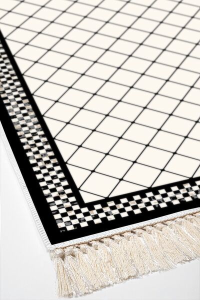 Dekoreko Digital 3-Piece Bathroom Set Star Cotton Non-Slip Base Mixed Round Modern Krystalyn Cream