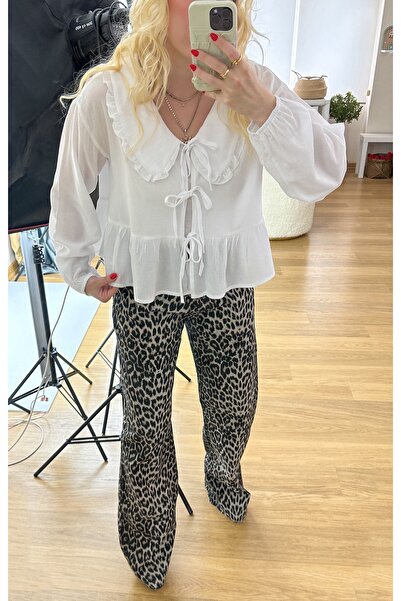 Modaonna Önden bağlamalı beyaz bluz