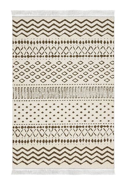 Dekoreko Digital 2-Piece Bath Mat Set Trend Felt Non-Slip Base Fringed Scandinavian Cade Brown